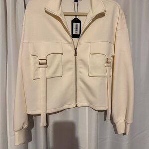 Aleeza Paris Cream Women's Dress Jacket with Front Pockets